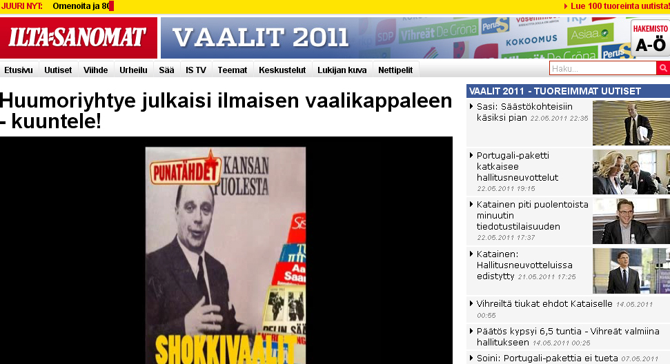 Huumoriyhtye julkaisi ilmaisen vaalikappaleen