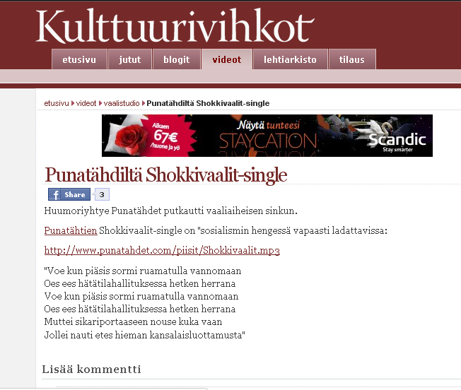 Punat�hdilt� Shokkivaalit-single